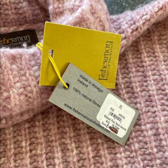 NWT Fisherman Out of Ireland Pink Wool Turtleneck Sweater Women’s Ex-Large (XL) - Picture 8 of 10